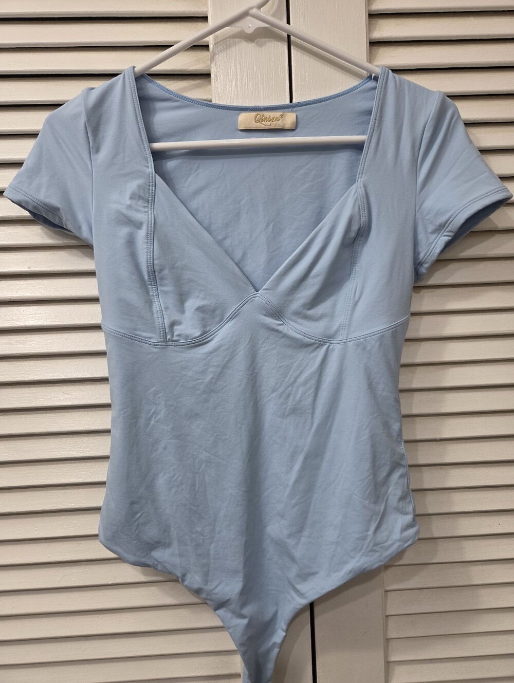 Y2K Baby Blue Bustier Sweetheart Neckline Bodysuit Coquette Clean Girl M